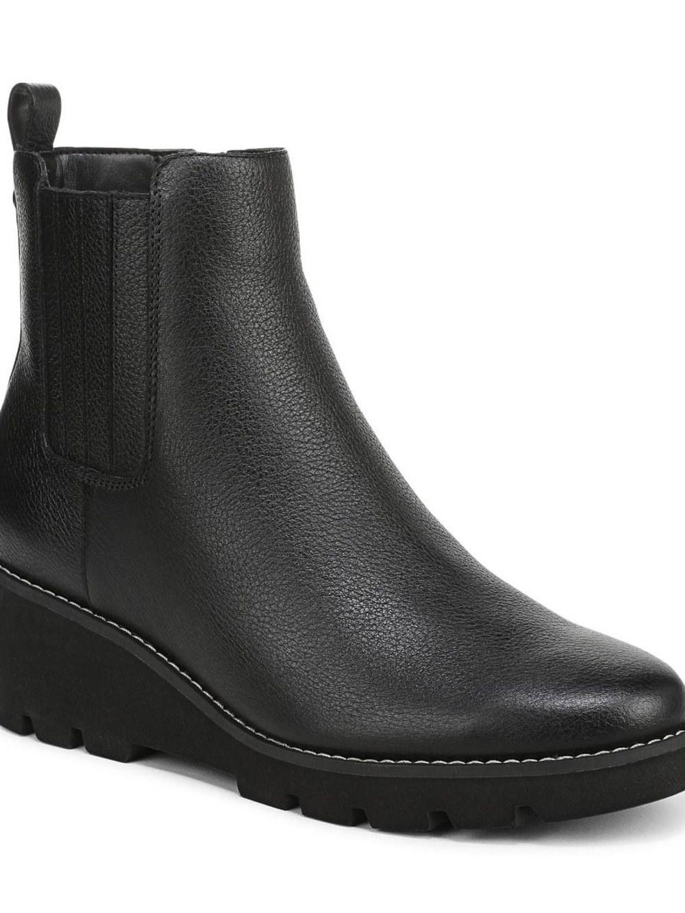 NWOB Vionic Aria 2.0 Waterproof Black Leather Wedge Ankle Boots Size 7.5